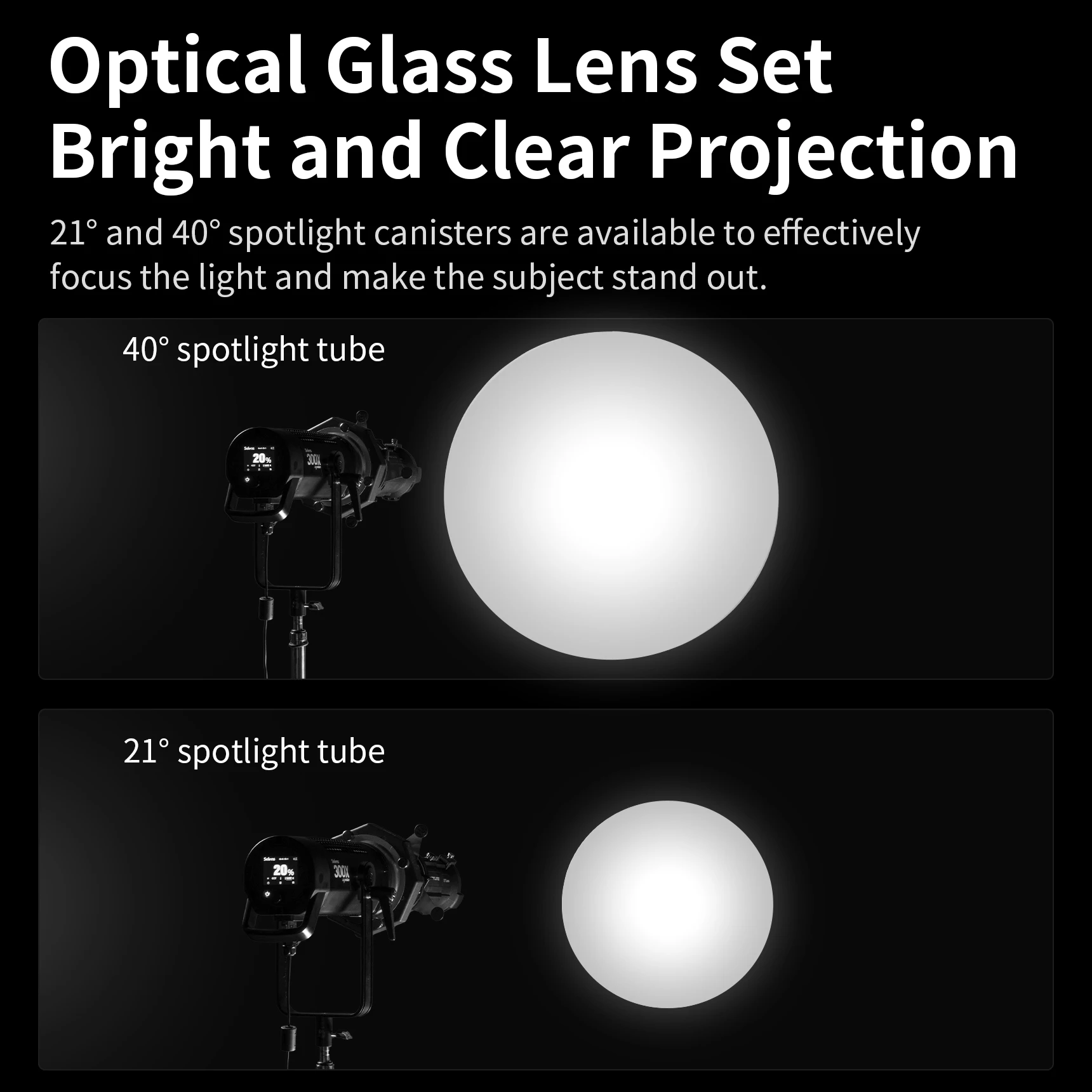 Selens أنبوب ضوئي قابل للتعديل ، تركيز الشعاع ، مجموعات استوديو الصور البصرية ، ملحقات التصوير الفوتوغرافي ، 20 ، 40 درجة