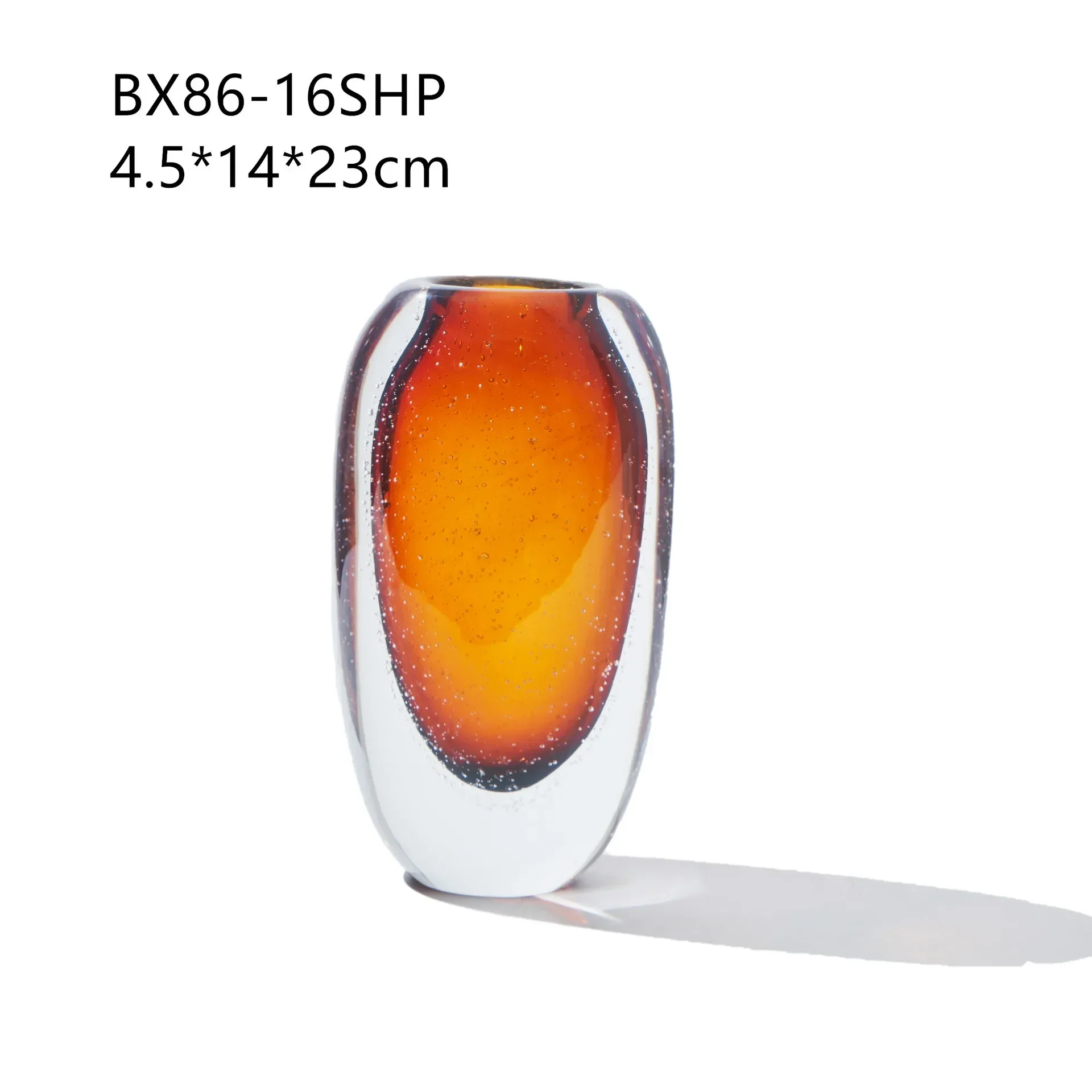 Modern simple bubble thick bottom amber glazed flat mouth vase home living room model room light luxury countertop decoration
