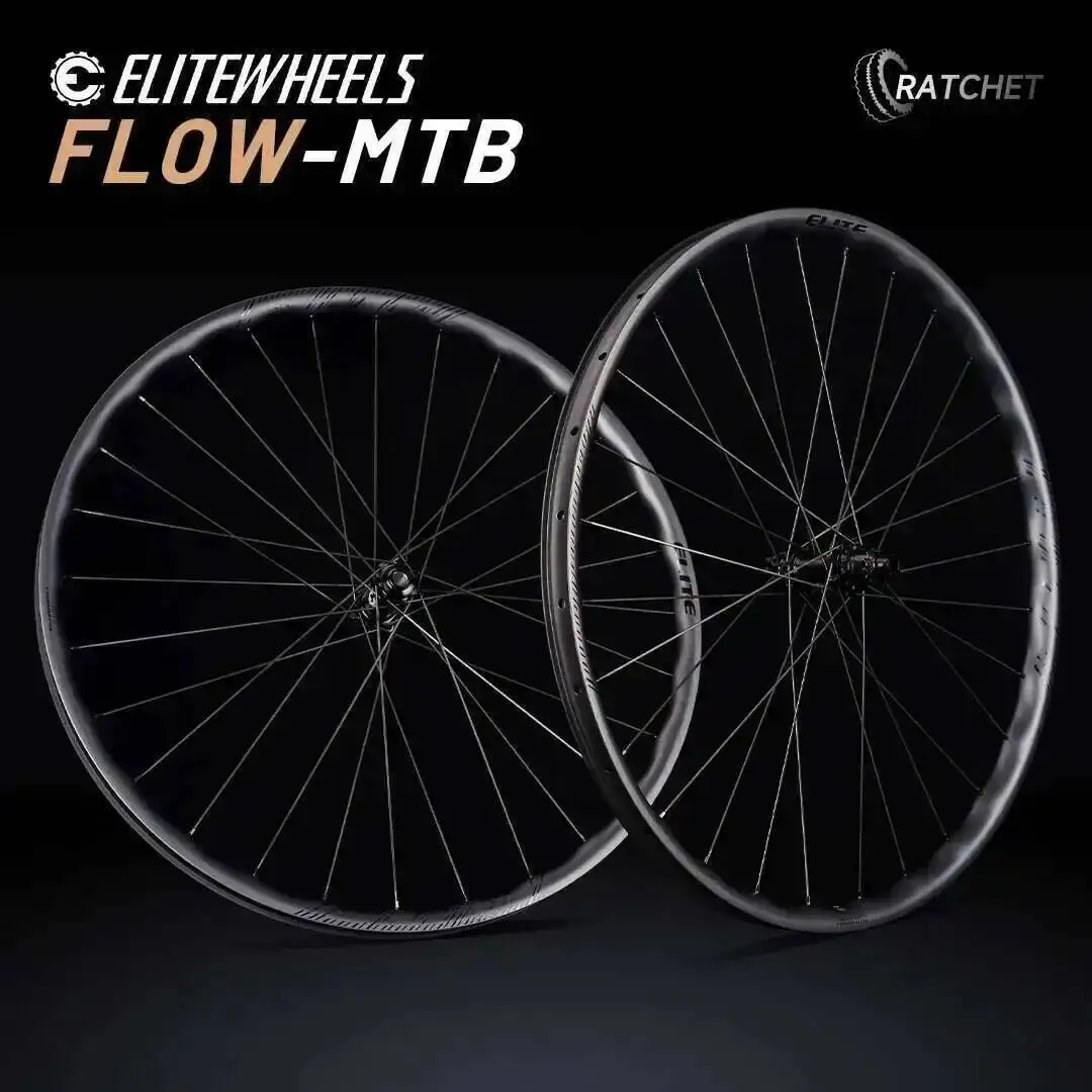 

ELITEWHEELS 29er FLOW-MTB Wave-Like Carbon Wheelset Rachet System hub Mountain bent M14 hub racing bicycle mountain bike