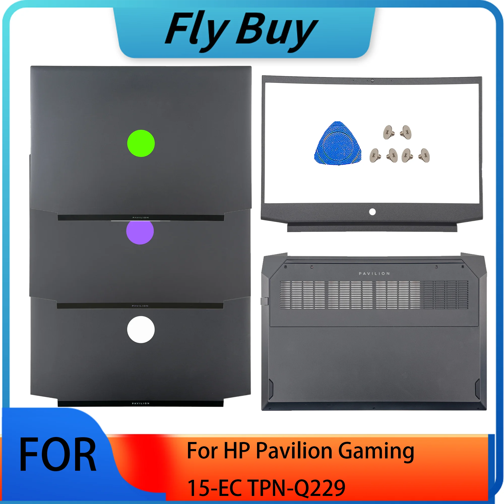 Novo caso do portátil para hp pavilion gaming 15 15-ec TPN-Q229 lcd capa traseira habitação superior tampa traseira com logotipo verde roxo prata