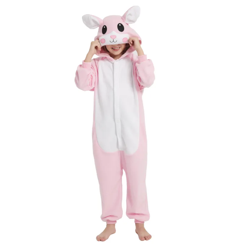 

Cute Pink Bunny Kids Cartoon Cosplay One-Piece Pajamas Child Animals Halloween Girls Kigurumi Anime Pajamas