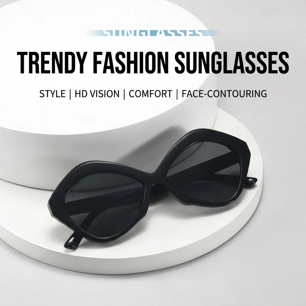 Irregular Diamond Shaped Sunglasses UV400 Protection Unisex Trendy Fashion Sunglasses for Outdoor Travel Daily Wear