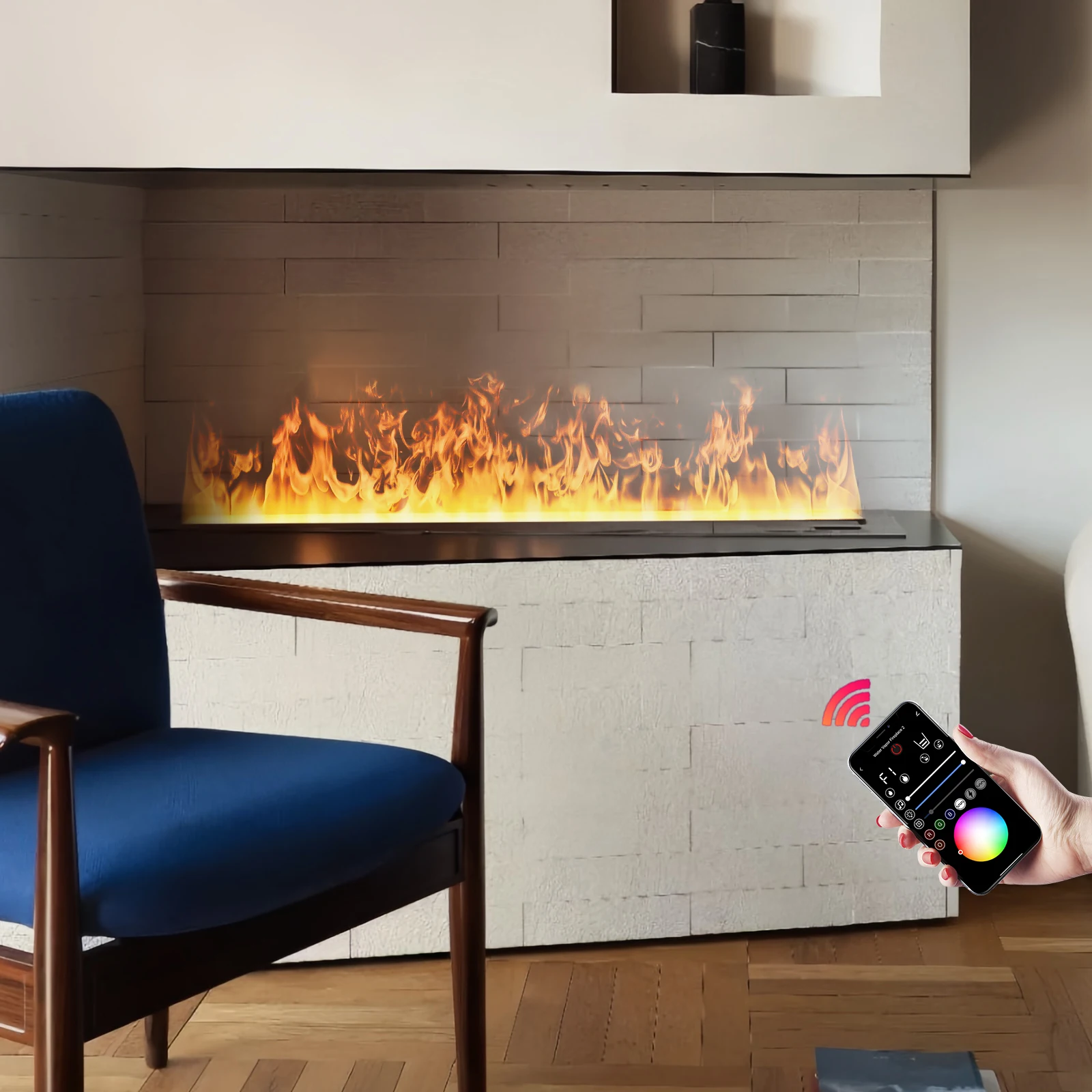 New 3D atomizing fireplace colorful flame humidifier atomizing smart indoor electric simulated steam electric fireplace