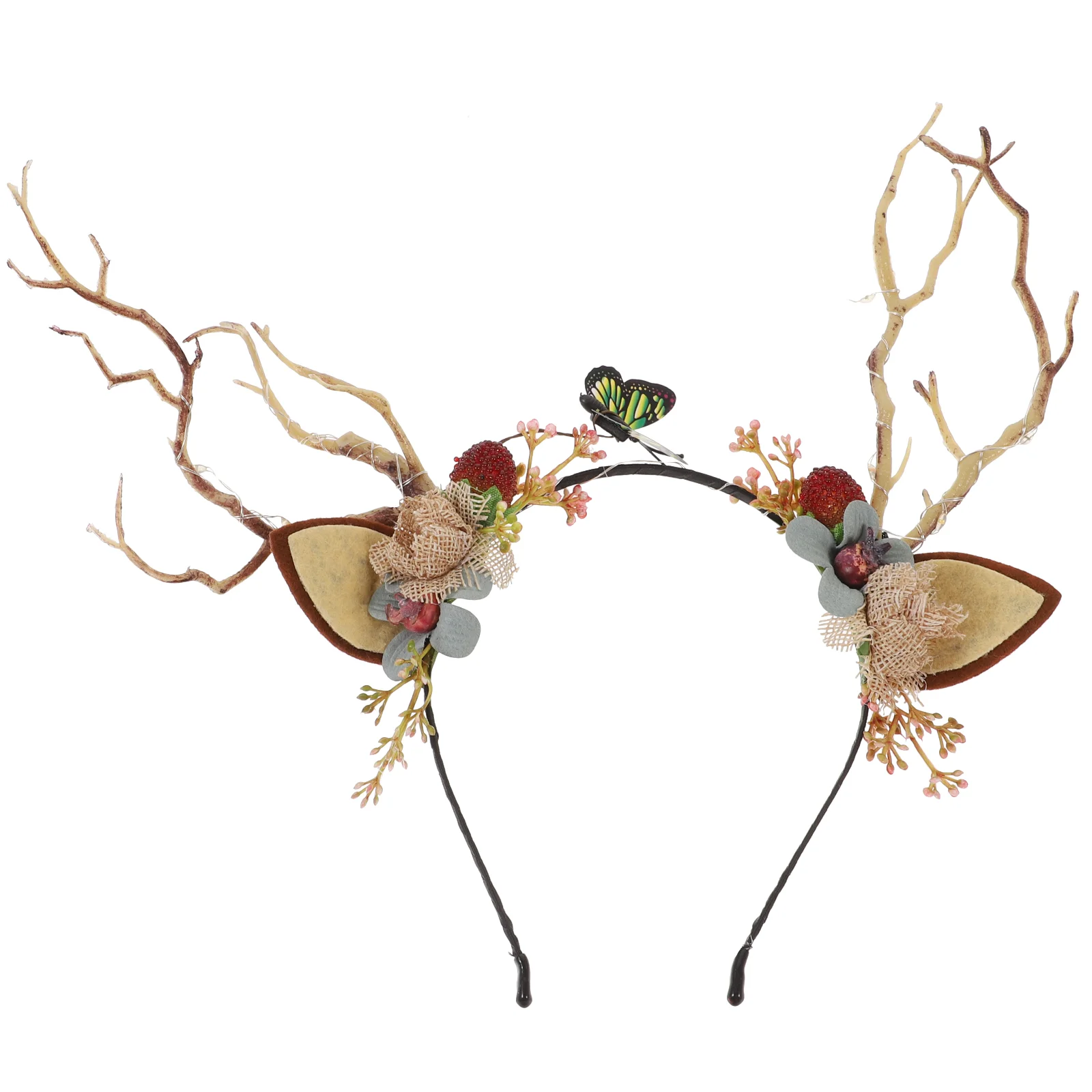 

Christmas Antlers Headband Glowing Elk Hair Cat Ears Berry Hairpin Headband Christmas hair hoop girls hair hoop