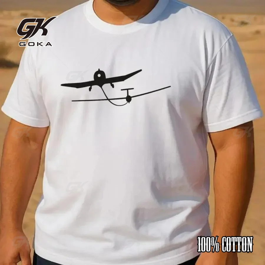 Unisex Minimalist Airplane Tow-Tow Glider Graphic T-Shirt Hipster Aviation Pilot Casual Short Sleeve White Tops