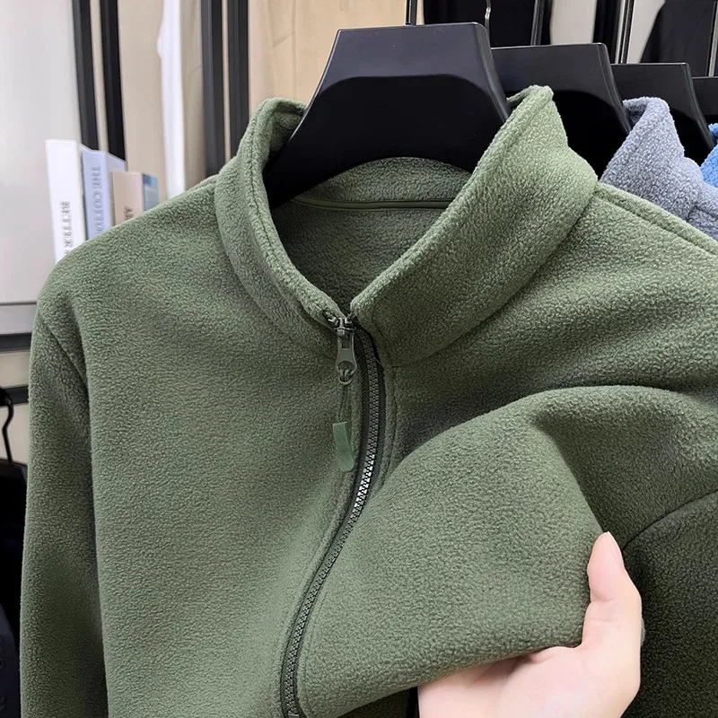 

Мужская двусторонняя флисовая толстовка с капюшоном на молнии, осенне-зимняя, с воротником-стойкой, на флисовой подкладке, теплая базовая кофта