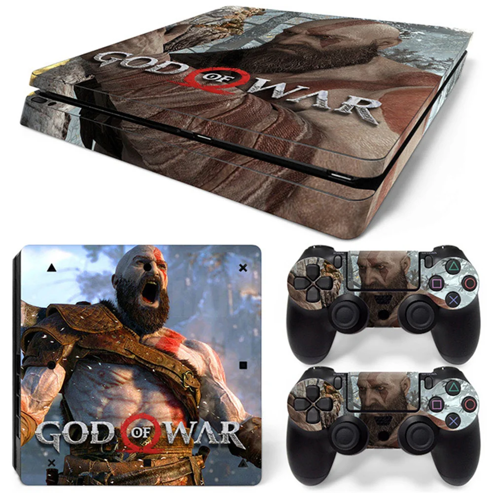 ملصق جلد فينيل ملصق لوحدة التحكم النحيفة PS4 ، لعبة إله الحرب ، غطاء لـ 2 وحدات تحكم