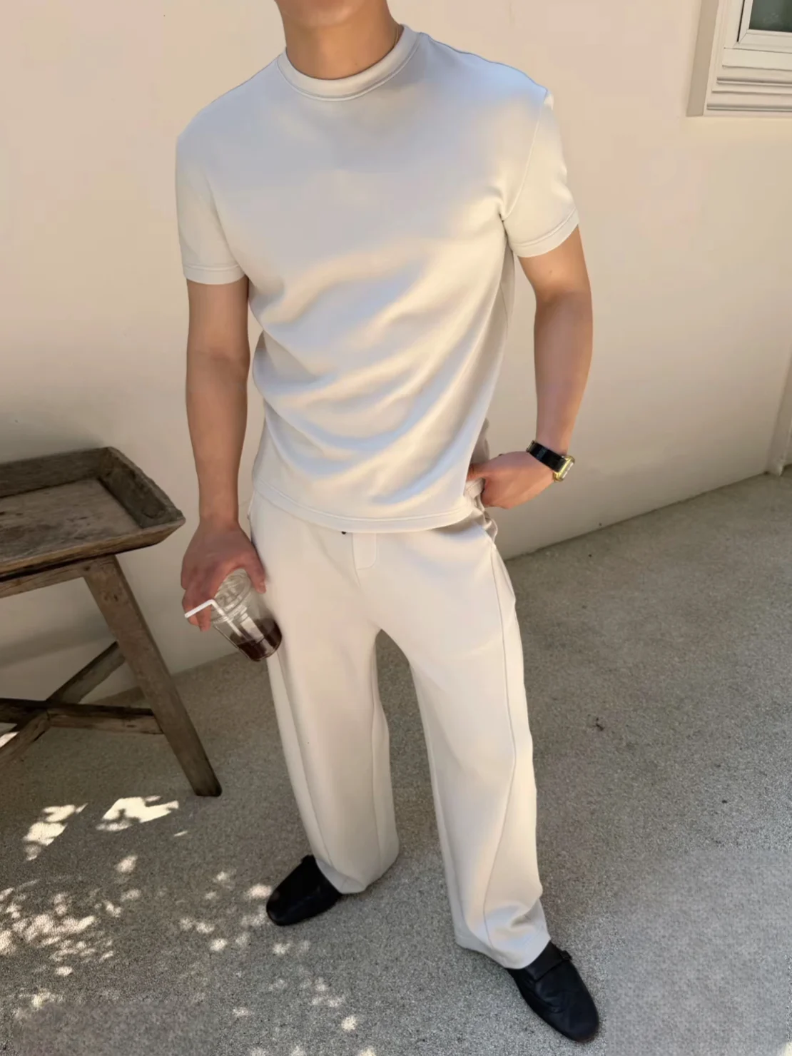 Summer Men's Fashion Breathable Casual Set High Quality  Color Short Sleeve T-Shirt Casual Pants Two Piece Set