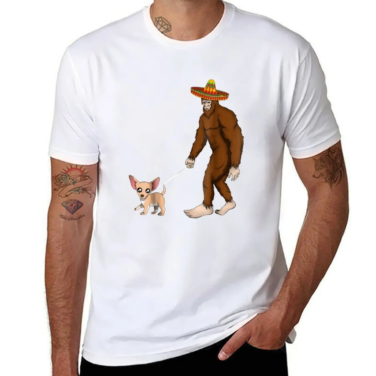 

Bigfoot And Chihuahua Funny Gift Gift For Chihuahua Lover Dog Lover Gift Idea T-Shirt funny t shirts cotton T-Shirt