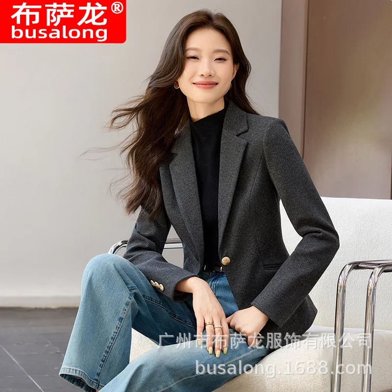 

2025New Stylish Fashion Suit Casual Women's Long Sleeve Professional Blazer Formal Women's Single Jacket Workwear8655