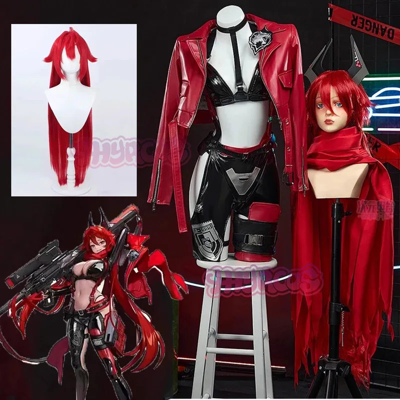 الرداء الأحمر الصغير تأثيري لعبة NIKKE زي شعر مستعار موضة الحلو بدلة سباق الزي هالوين حفلة لعب الأدوار الملابس ir;l5