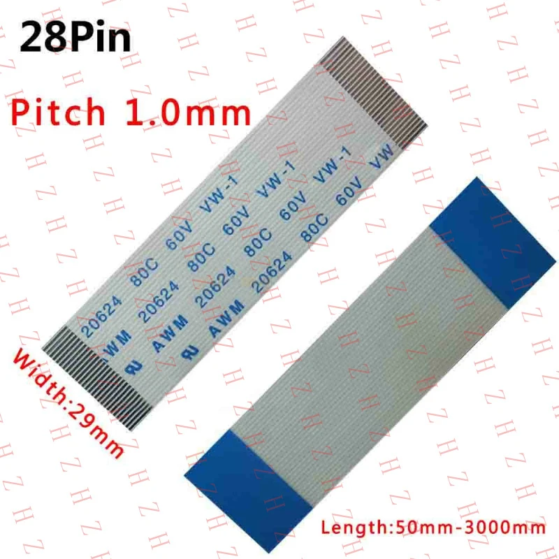 

U+ Pitch 1.0mm 28-Pin FFC/FPC Flexible Flat Cable 80C 60V VW-1 W:29mm L:50mm-3000mm（Minimum order 10 pieces）