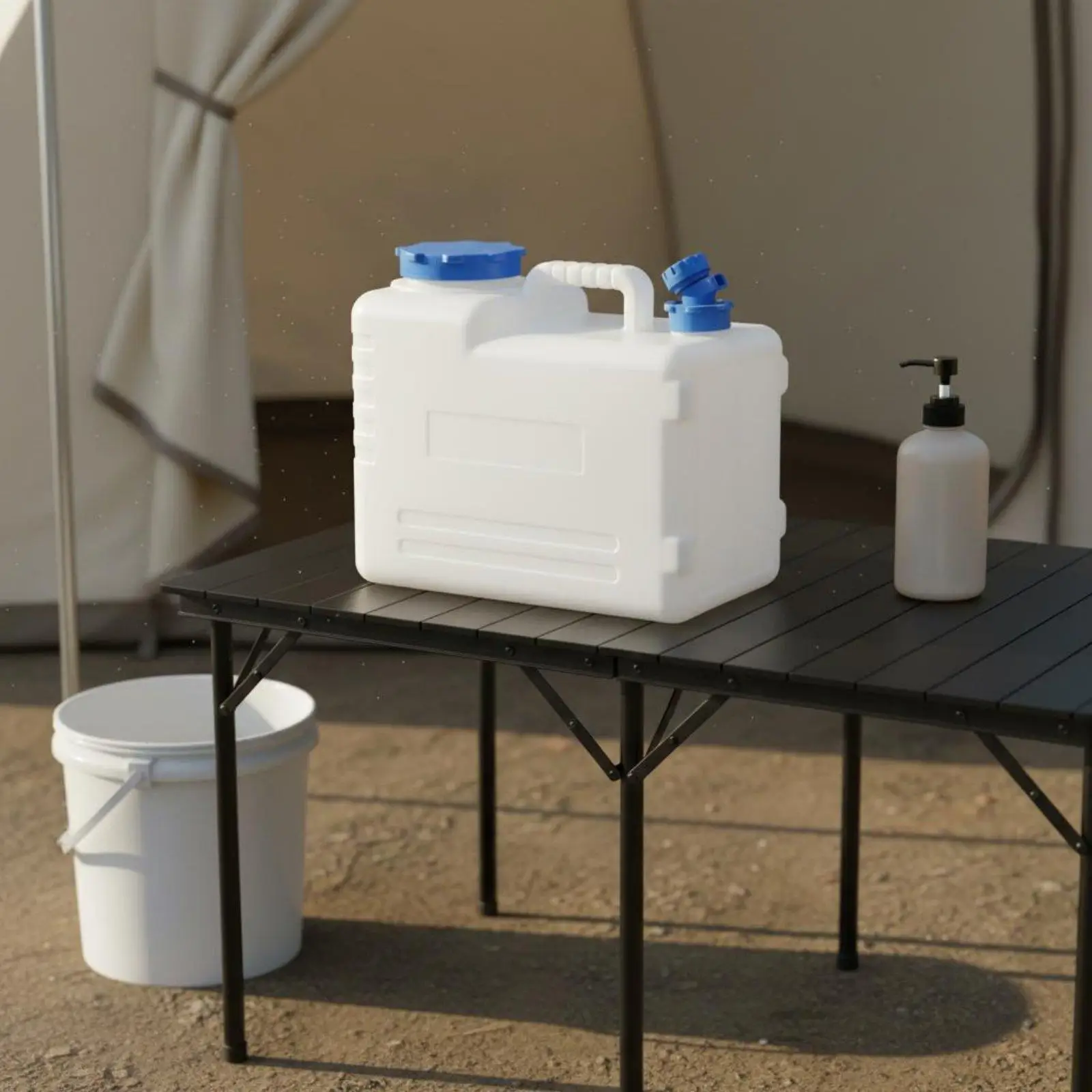 Outdoor Water Container PE Bucket with Faucet 15L Storage Tank for Camping Travel and Household Backup