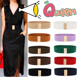 Fashion Women Elastic Band Wide Belts Simple Down Coat Waist Belt Female Buckle Black Strap Dress Decoration Accessories Ladies