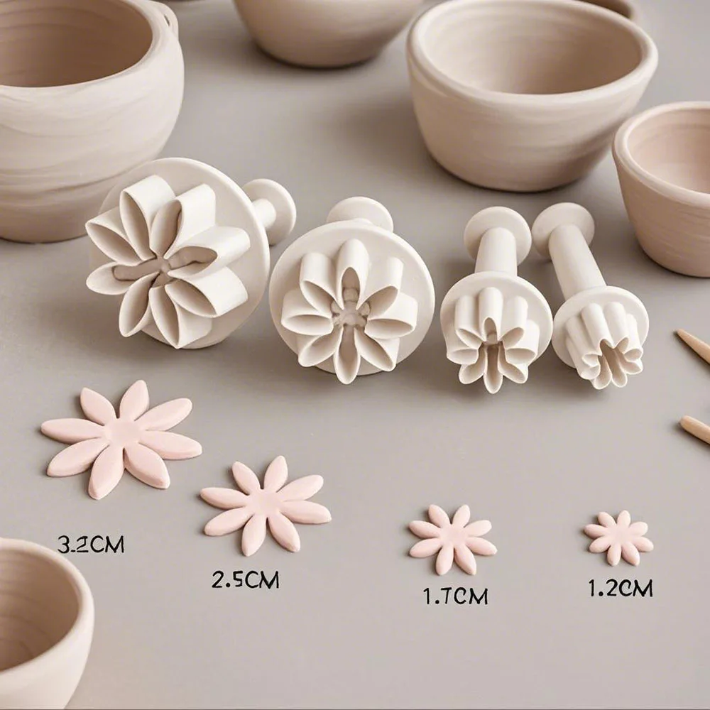 

Small Daisy Plum Mini Flower Clay Cutter Designer DIY Polymer Clay Jewelry Floral Texture Decoration Spring Press Cutting Mold