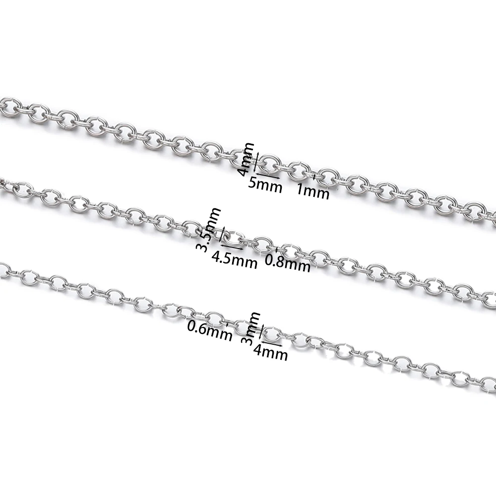 1Meter/Pack 304 Stainless Steel 3 Sizes Round Rings Handmade Chains for DIY Necklace Bracelets Jewelry Making Accessories