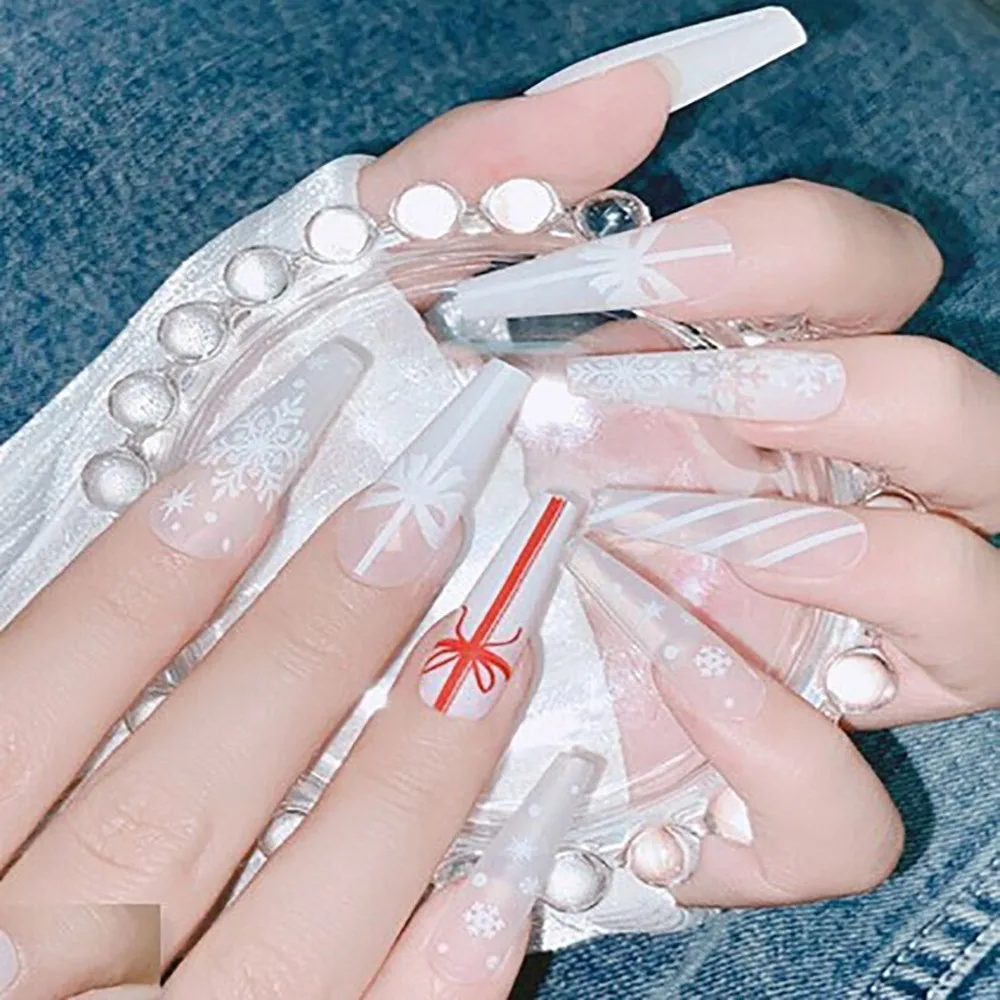 

Ins Style Christmas Fake Nails Exquisite Flash Jewelry Nail Enhancement ABS Christmas Nail Enhancement Nail