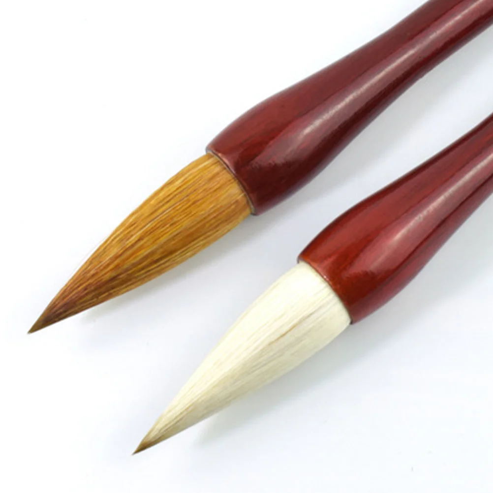 Pincel de caligrafía china de pelo de oveja y pelo de lobo de 24Cm para escribir pintura herramienta de arte de tinta tradicional pluma de dibujo con mango marrón