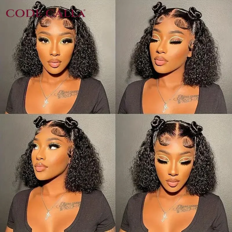 

Code Calla Kinky Curly Short Bob Wigs Human Hair Lace Frontal Wig Pre Plucked Brazilian Human Hair Wig Sale Transparent Remy Har