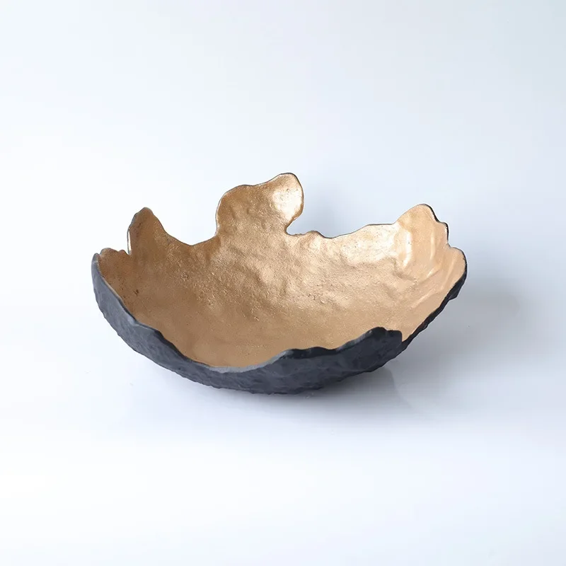 CX abstract irregular round cast iron living room coffee table reception room hotel decorative tray fruit plate