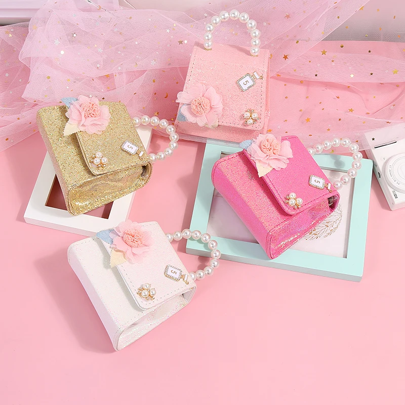 Mode Prinzessin Geburtstag Geschenk Mini Handtasche Messenger Geldbörse Platz Perle Handtasche Kleine Kette Mädchen Großhandel