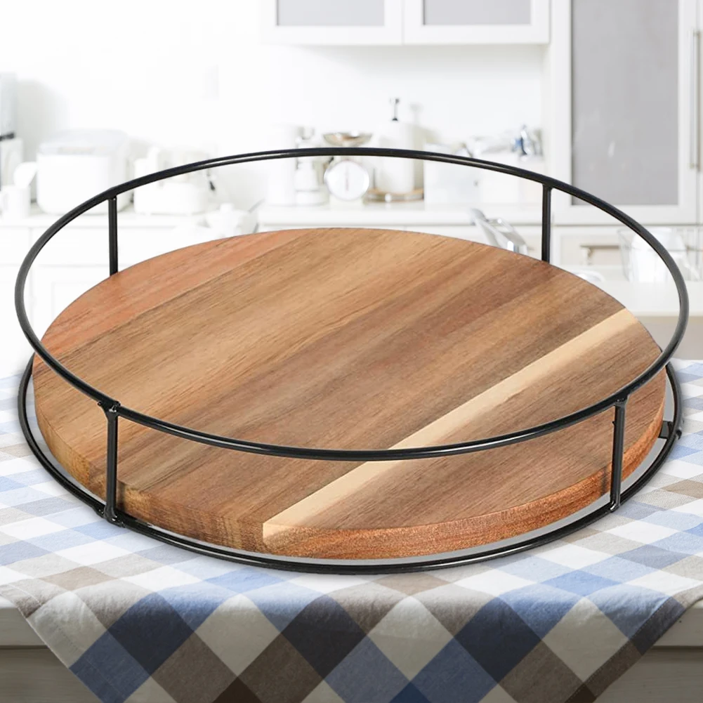 360 Degree Rotating Turntable Organizer Versatile Lazy Susan Turntable Round Wooden for Cabinet Dining Table