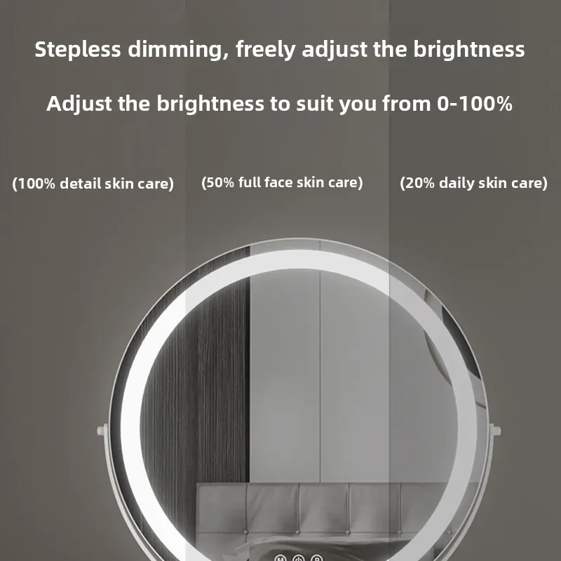 DSA high definition mirror multi-function three-color dimming makeup mirror with lamp bedroom countertop beauty mirror