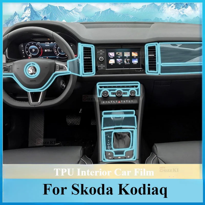 

For Skoda Kodiaq 2017-2021 Central Control Gearbox Windows Car Film Interior Accessories TPU Transparent Protector Repair Film