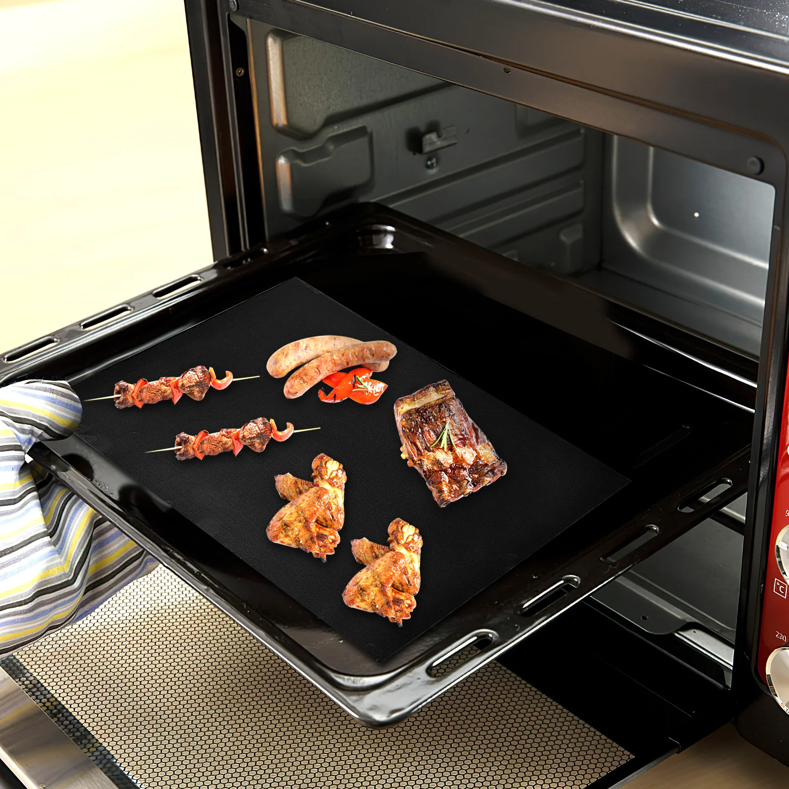 

6Pcs Oven Liners Non-Stick Heat Resistant Baking Mats Reusable Grill Cooking Sheets Oven Mat Roaster Liners Cooking Mat