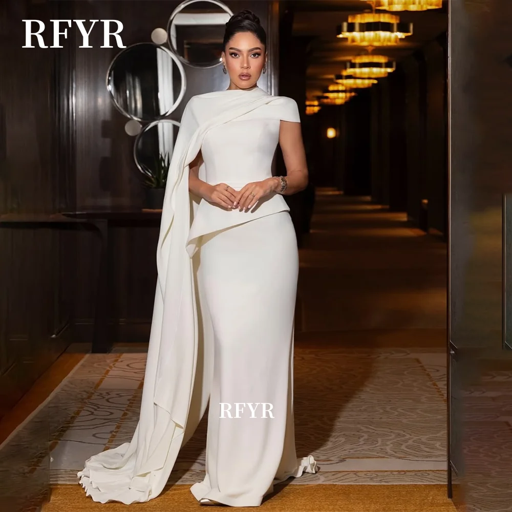 

Платье русалки для выпускного вечера RFYR Вечернее платье на одно плечо Белое креповое вечернее платье فساتين مناسبة رسمية по индивидуальному заказу