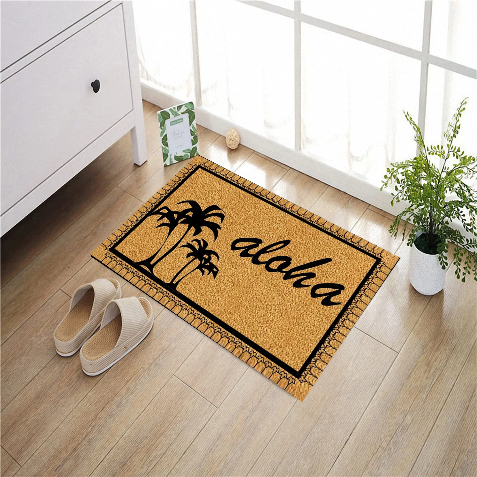 Aloha türmatte Hawaiian Hello Door Mat,Non-Slip Rubber Floor Mat, Housewarming Welcome Mat for Outdoor Entryway,Kitchen Bug