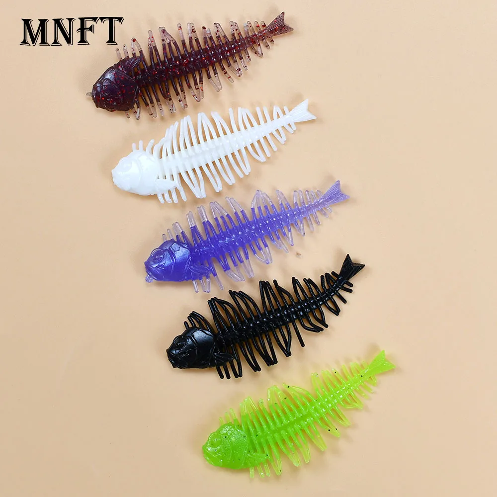 10 قطعة عظم السمك Pesca مرونة عالية الحيوية سيليكون لينة شاد الصيد إغراء Wobblers تهزهز دودة سويم ل الكارب باس بايك