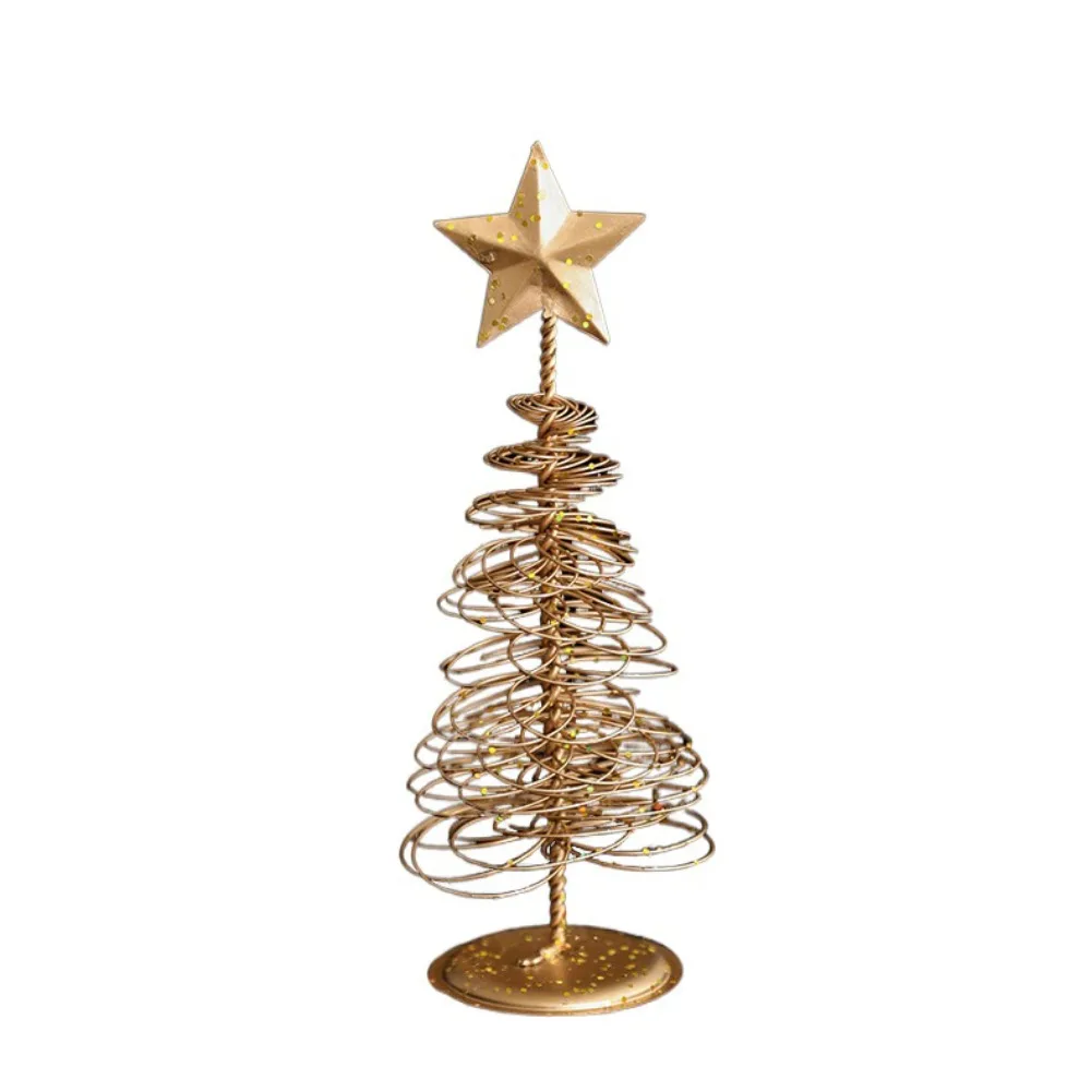 

Gold Mini Christmas Tree Five-pointed Star Xmas Ornaments Iron Christmas Tree Creative Cute Desktop Decoration Home Decoration