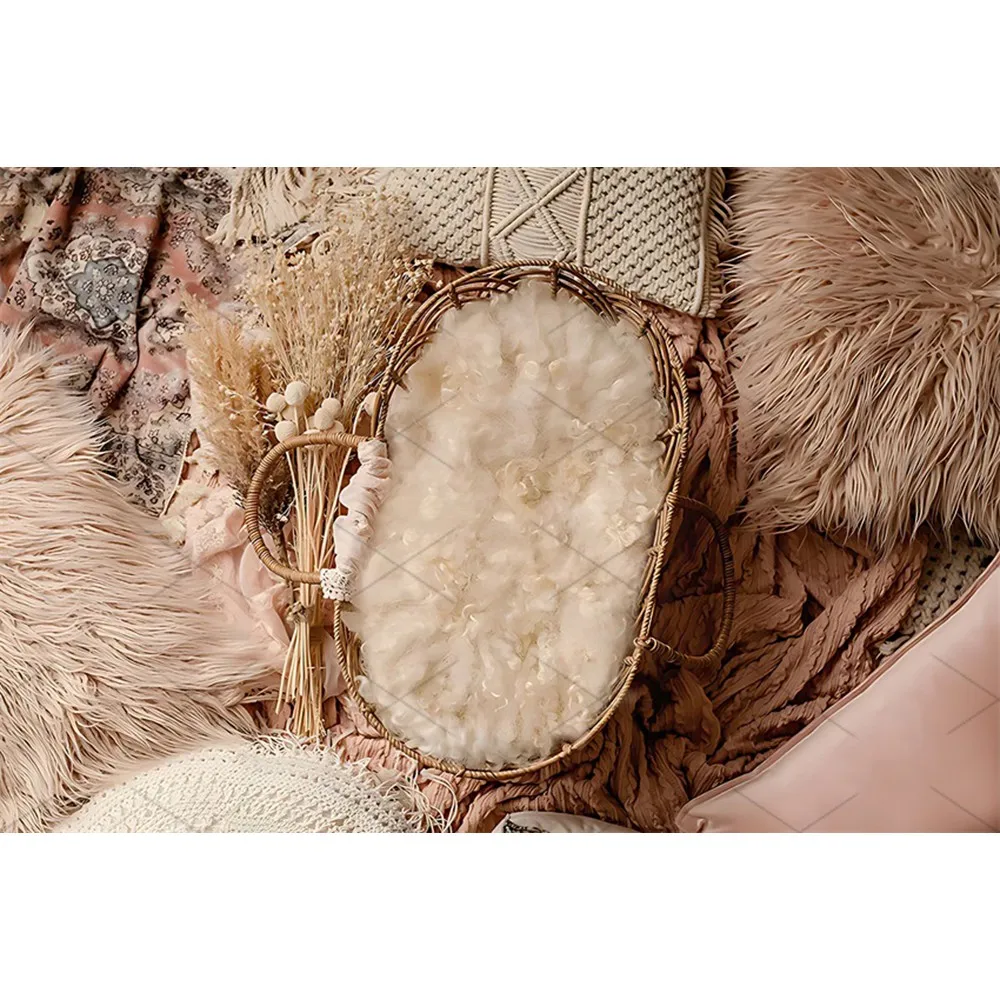 Décor de Portrait d'anniversaire pour nouveau-né, arrière-plan de photographie, style Boho, herbe de Pampas, fleur, arrière-plan de réception-cadeau pour bébé, accessoires de Studio Photo