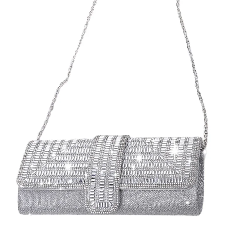 New Womens Dinner Evening Handbag Rhinestone Banquet Purse Sparkly Crystal Messenger Bag Wedding Party Prom Crossbody Bag