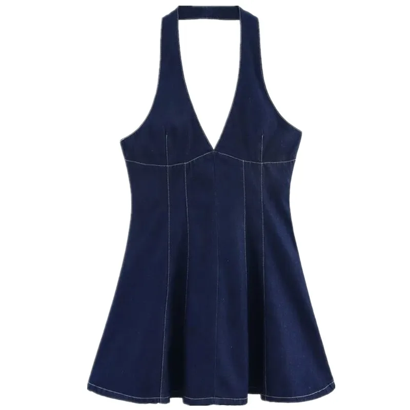 Vestido Corto ter de Mezclilla de Aodón para Mujer, Nuevo Estilo de Verano, Versátil, Cómodo, Estilo Casual para el Trab...