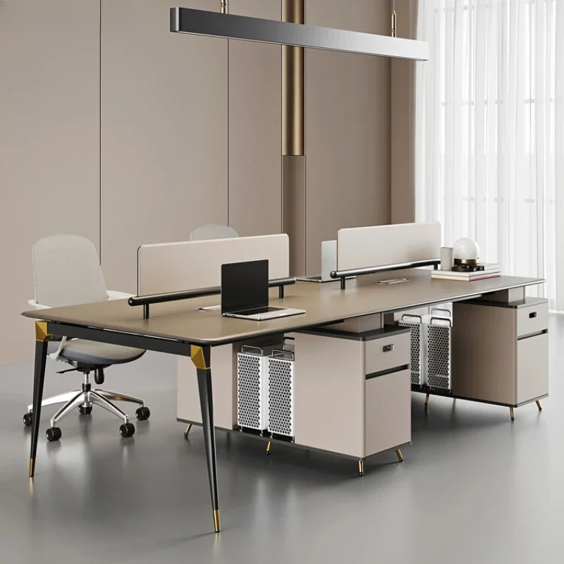 Staff desks, staff seats, light luxury, high-end office desks, financial desks, four-person computer desks and chairs