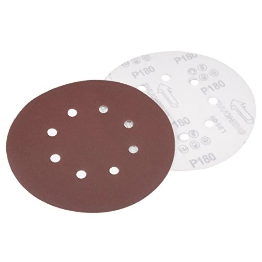 

10Pcs 7 Inch 8 Hole Hook and Loop Sanding Disc 180 Grit Flocking Sandpaper Random Orbital Sander Paper