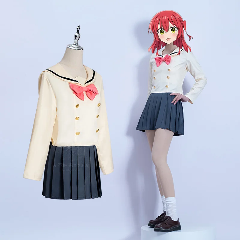 Anime Kessoku band cos Kita Ikuyo cosplay Ijichi Nijika Yamada Ryo cos Bocchi the rock School Uniform women costume H