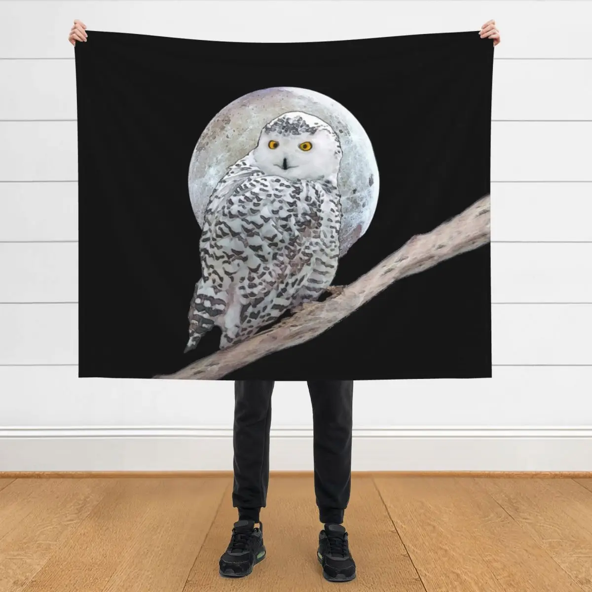 

Snowy Owl and Moon Throw Blanket Thin blankets ands Shaggy Luxury Designer Blankets