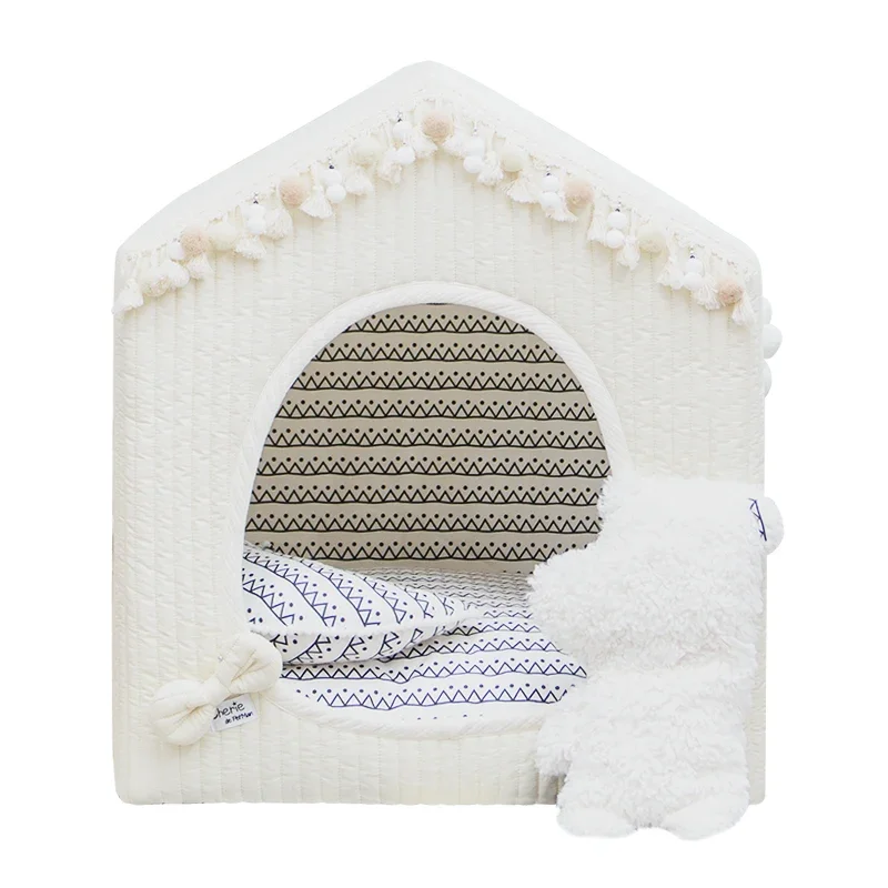 

Semi-enclosed, kennel cat litter, removable pet tent nest