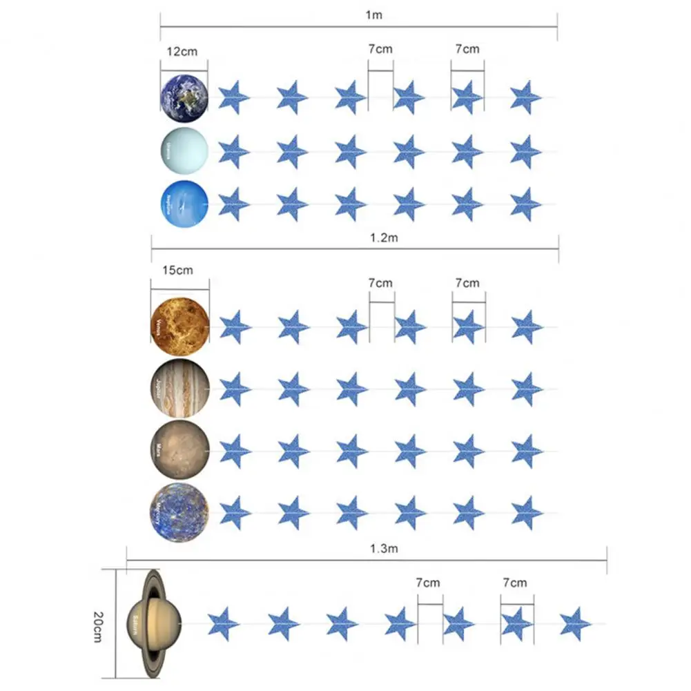 1 sada univerzální množina osm planets girland noc hvězdnou nebe bázeň prapor zeď závěsný dekorace dar chlapci DIY závěsný standarta domácí zásoby