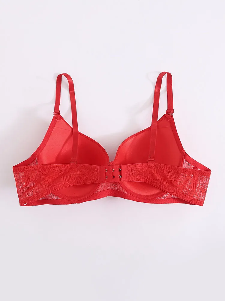 Beautiful Design Sexy Red Underwear Lace Underwire Back Buckle Bras Crop Top Shapewear Plus Size Women\'s Clothing A5100