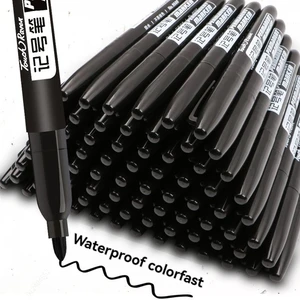 6 Pcs/Set Permanent Art Marker Pen Fine Point Waterproof Ink Thin Nib Crude Nib Black Blue Red Ink 1.5mm Fine Color Marker Pens