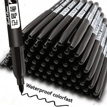 6 Pcs/Set Permanent Art Marker Pen Fine Point Waterproof Ink Thin Nib Crude Nib Black Blue Red Ink 1.5mm Fine Color Marker Pens