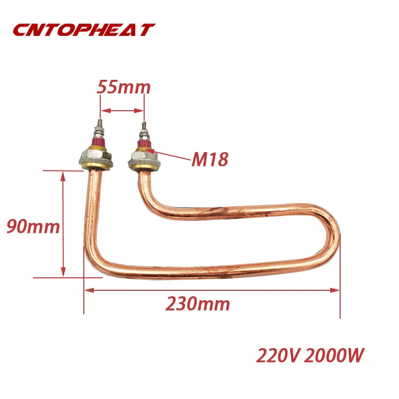 220V Immersion Tubular Heater 2KW Copper Water Heating Element for Water Tank/Kettle Heater