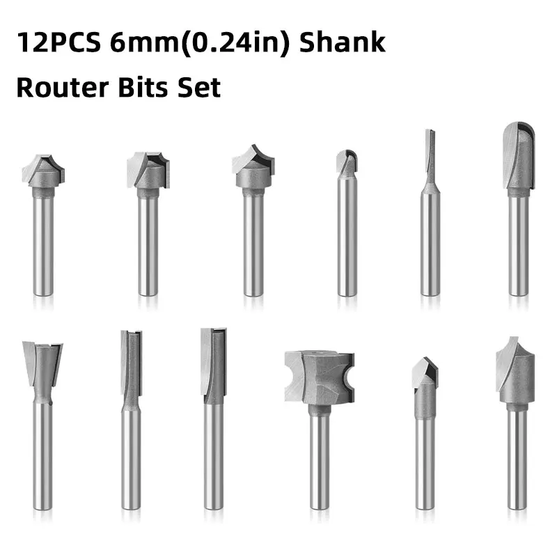 12PCS Tungsten Carbide Burr Set Die Grinder Bits Double Cut Rotary Burr for Metal Deburring,Finishing,Carving,Slotting