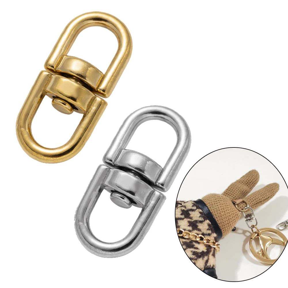 5Pcs Gold Stainless Steel Swivel Key Ring Keychain Connectors Pendant Clasp for Jewlery Backpack DIY Crafts Making Accessories