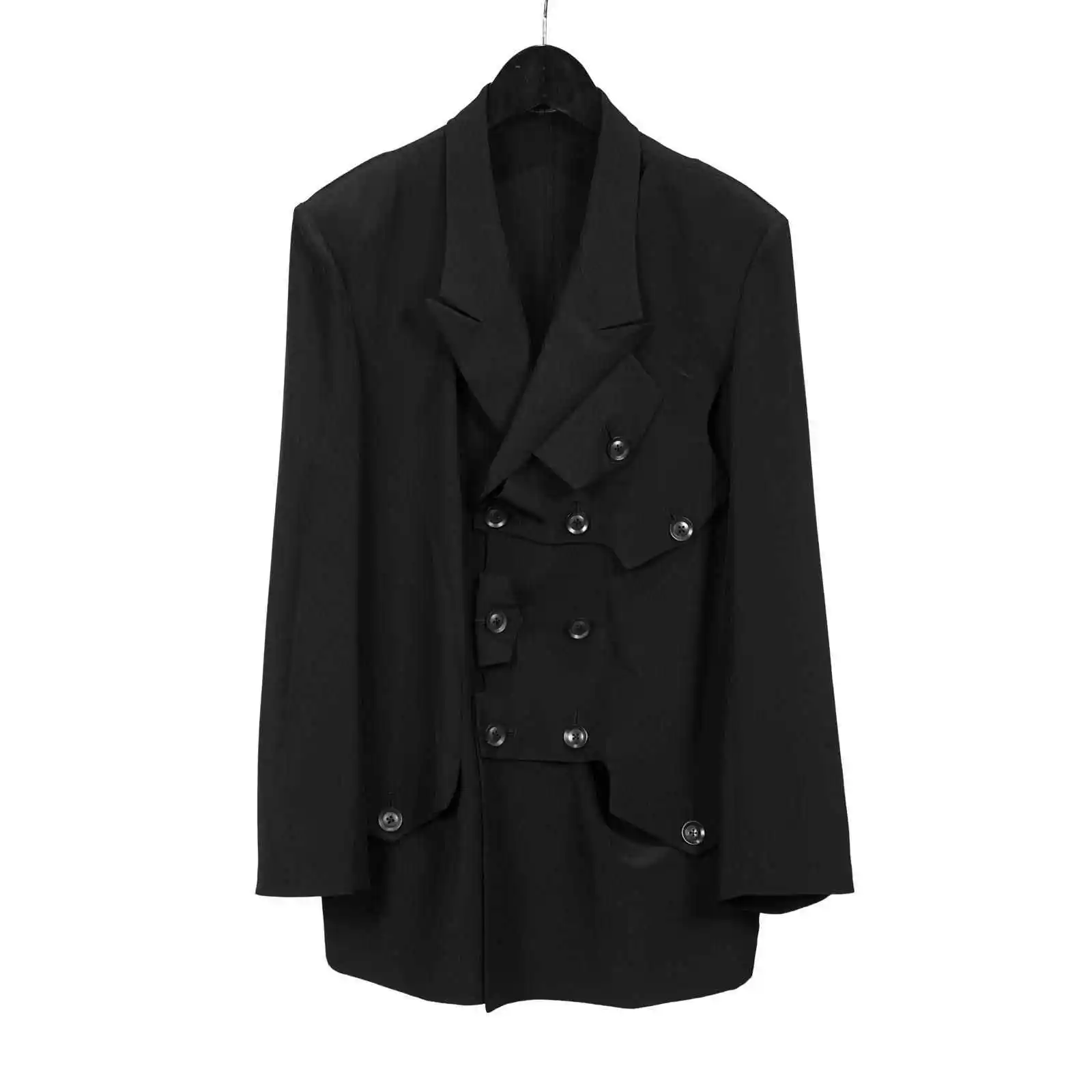 

TOP-YAMAMOTO's original design of the dark multi-button black suit jacket has a unique, loose and casual feel