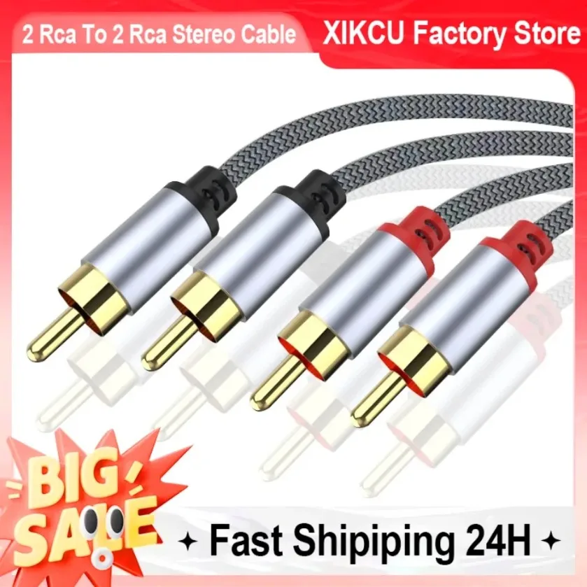 2 Rca To 2 Rca Stereo Cables Male To Male Aux Cable Jack for Home Theater HDTV TV DVD Loudspeaker Box Power Amplifier RCA Cable